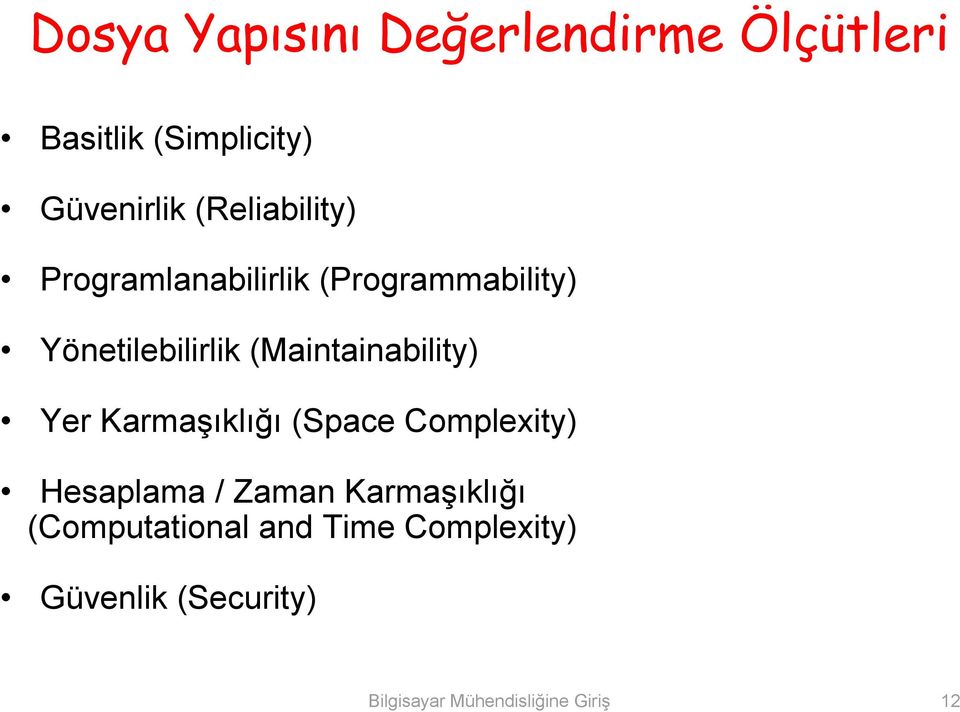 (Maintainability) Yer Karmaşıklığı (Space Complexity) Hesaplama / Zaman