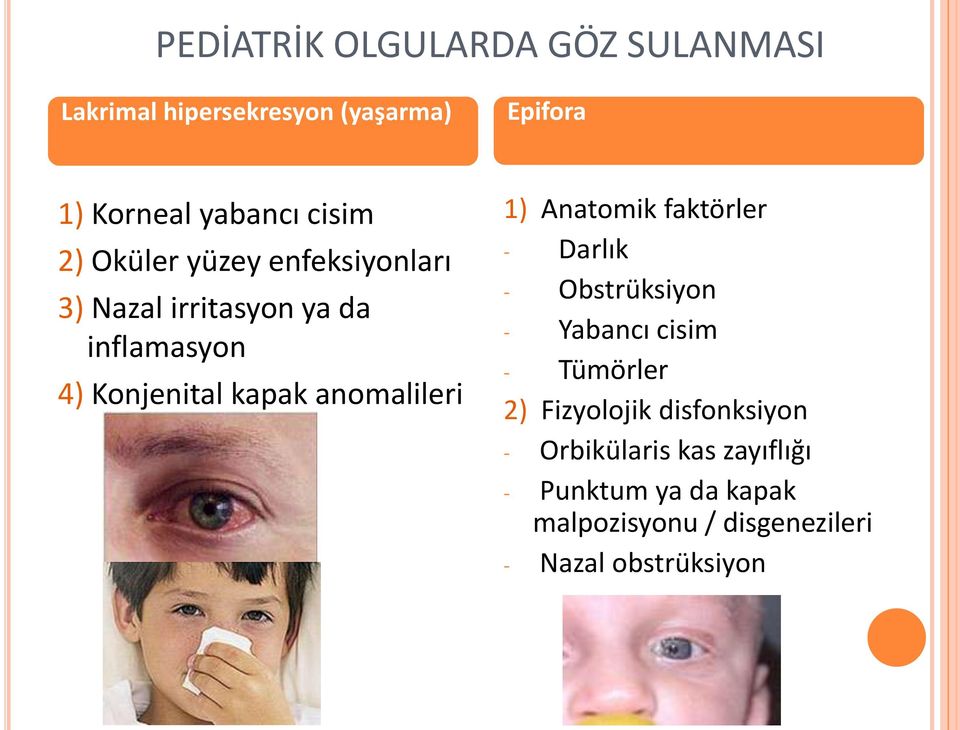 1) Anatomik faktörler - Darlık - Obstrüksiyon - Yabancı cisim - Tümörler 2) Fizyolojik disfonksiyon