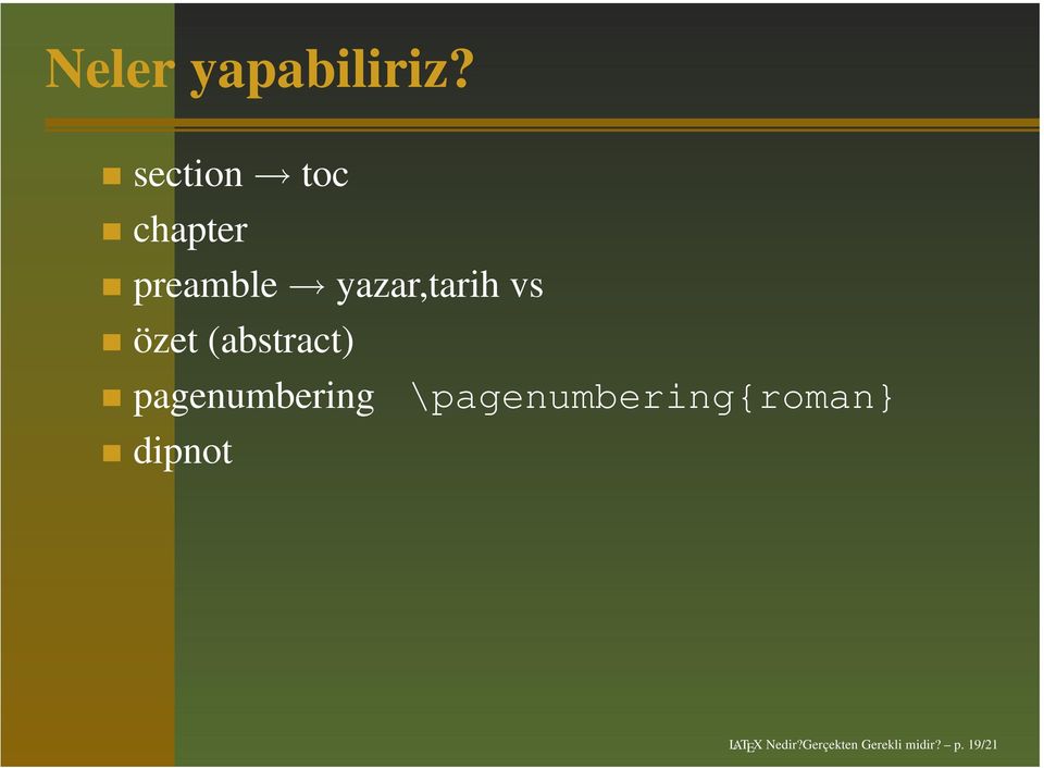 vs özet (abstract) pagenumbering