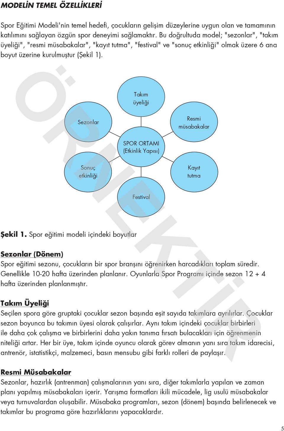 Takım üyeliği Sezonlar Resmi müsabakalar SPOR ORTAMI (Etkinlik Yapısı) Sonuç etkinliği Kayıt tutma Festival Şekil 1.