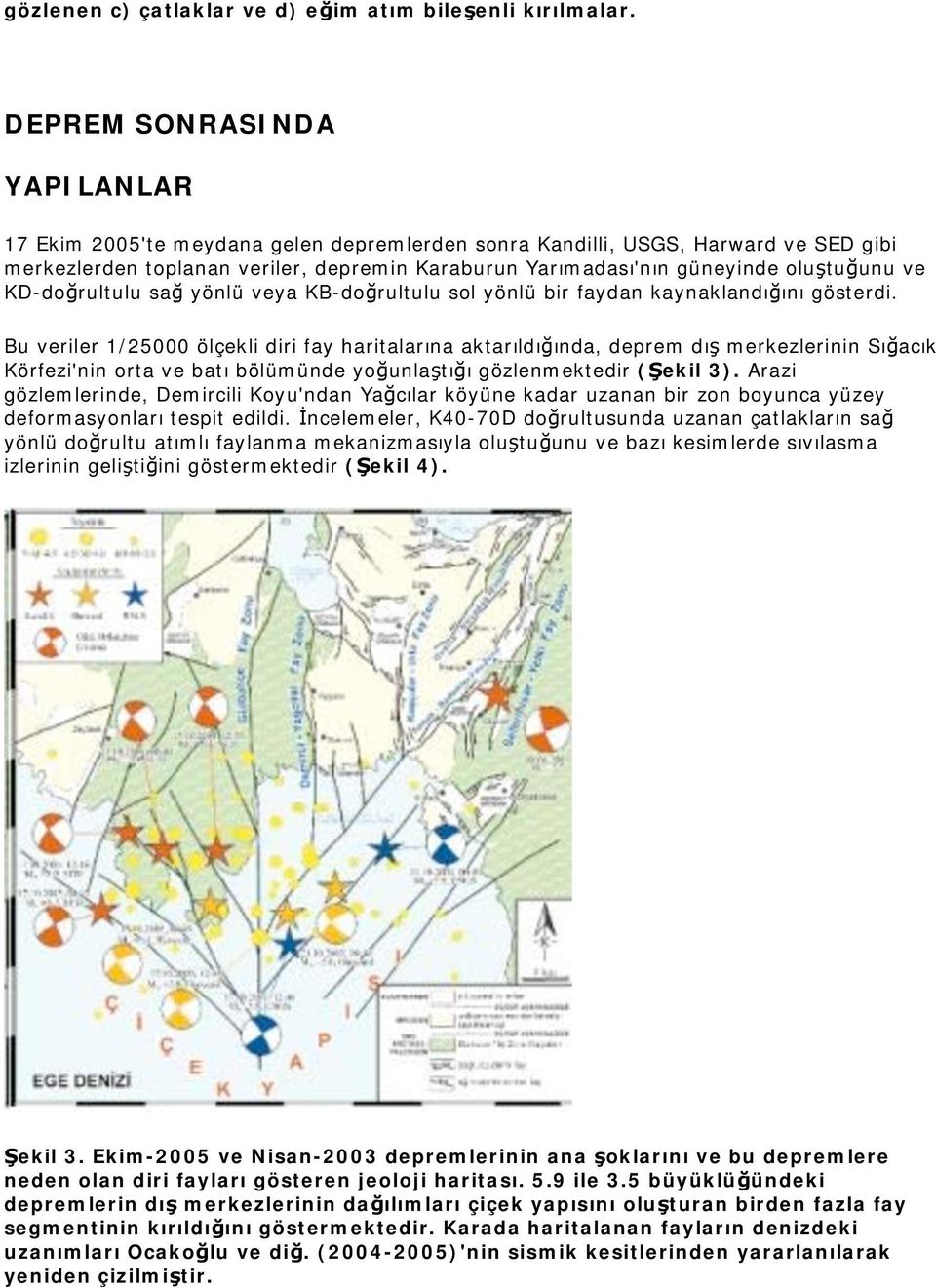 ve KD-doğrultulu sağ yönlü veya KB-doğrultulu sol yönlü bir faydan kaynaklandığını gösterdi.