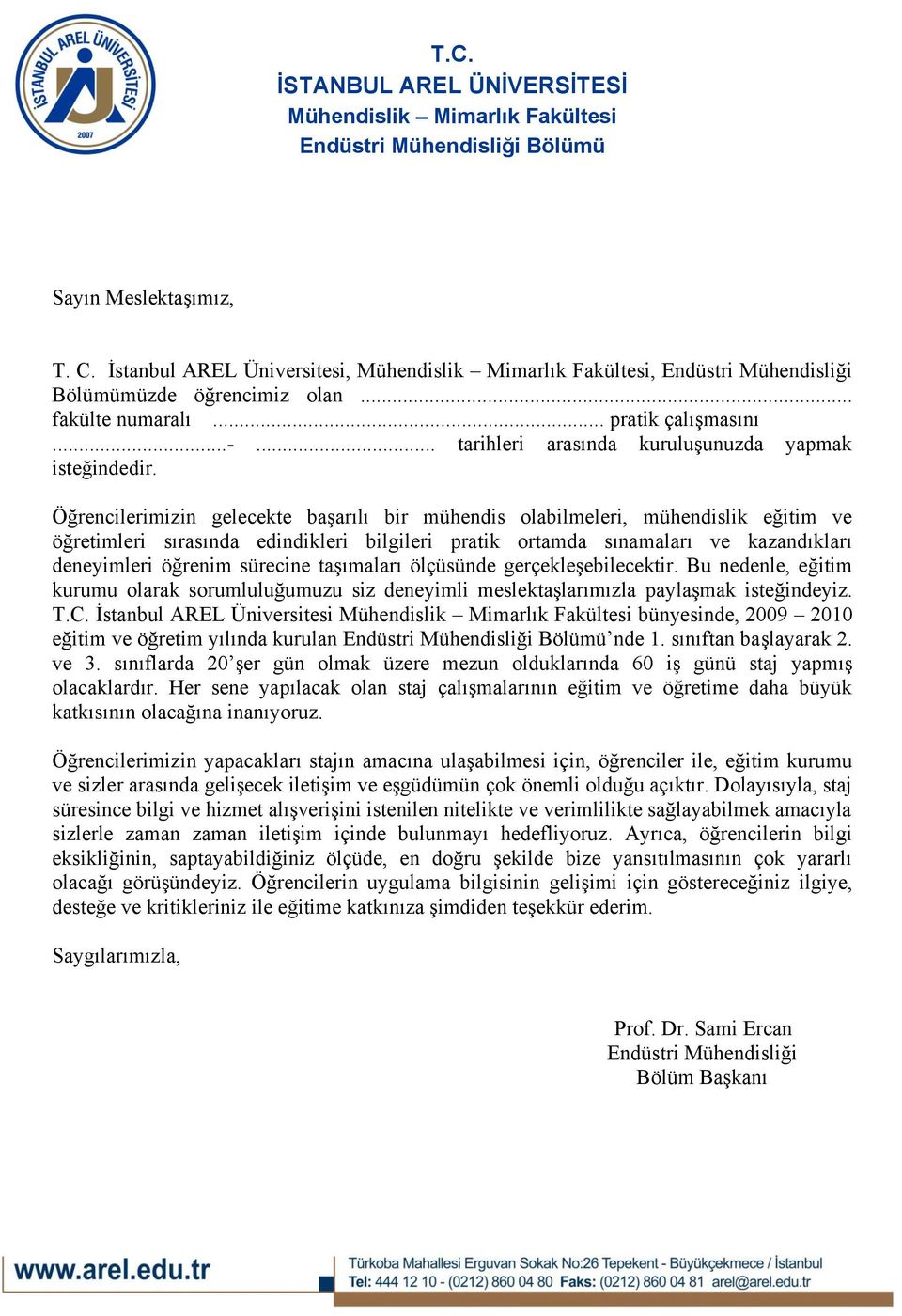 T.C. İSTANBUL AREL ÜNİVERSİTESİ - PDF Ücretsiz indirin