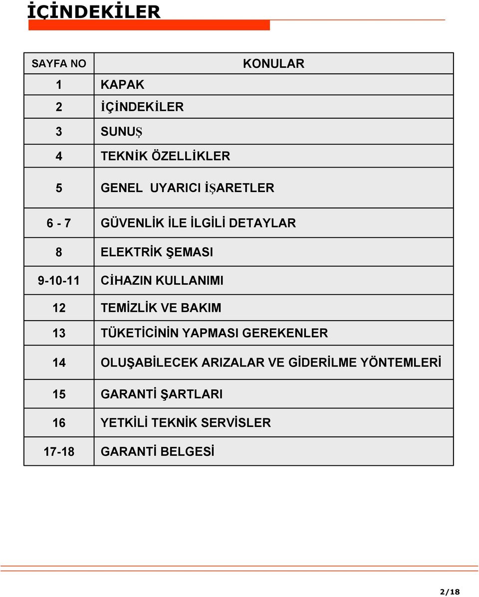 ELEKTRİK ŞEMASI CİHAZIN KULLANIMI TEMİZLİK VE BAKIM TÜKETİCİNİN YAPMASI GEREKENLER