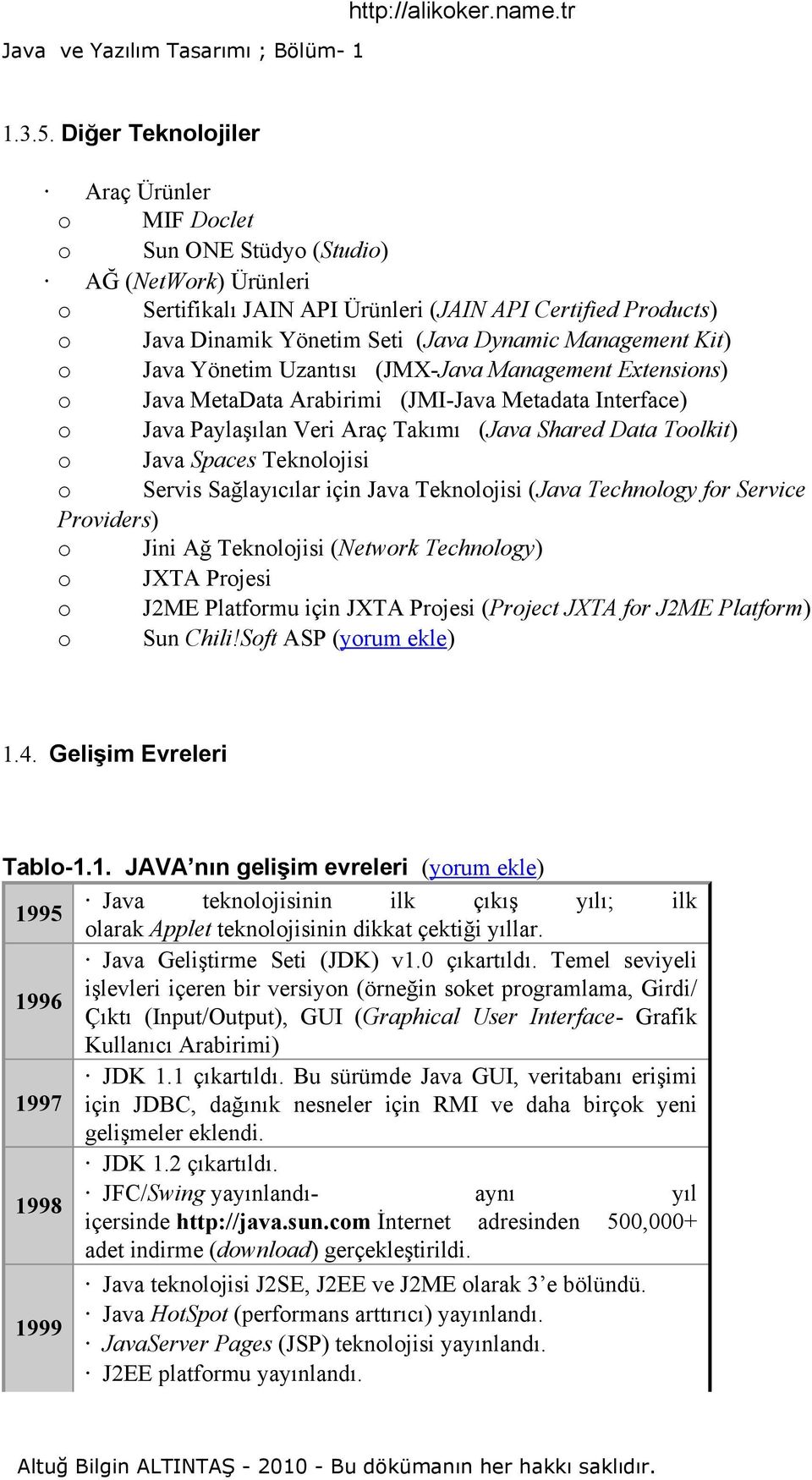 Management Kit) o Java Yönetim Uzantısı (JMX-Java Management Extensions) o Java MetaData Arabirimi (JMI-Java Metadata Interface) o Java Paylaşılan Veri Araç Takımı (Java Shared Data Toolkit) o Java