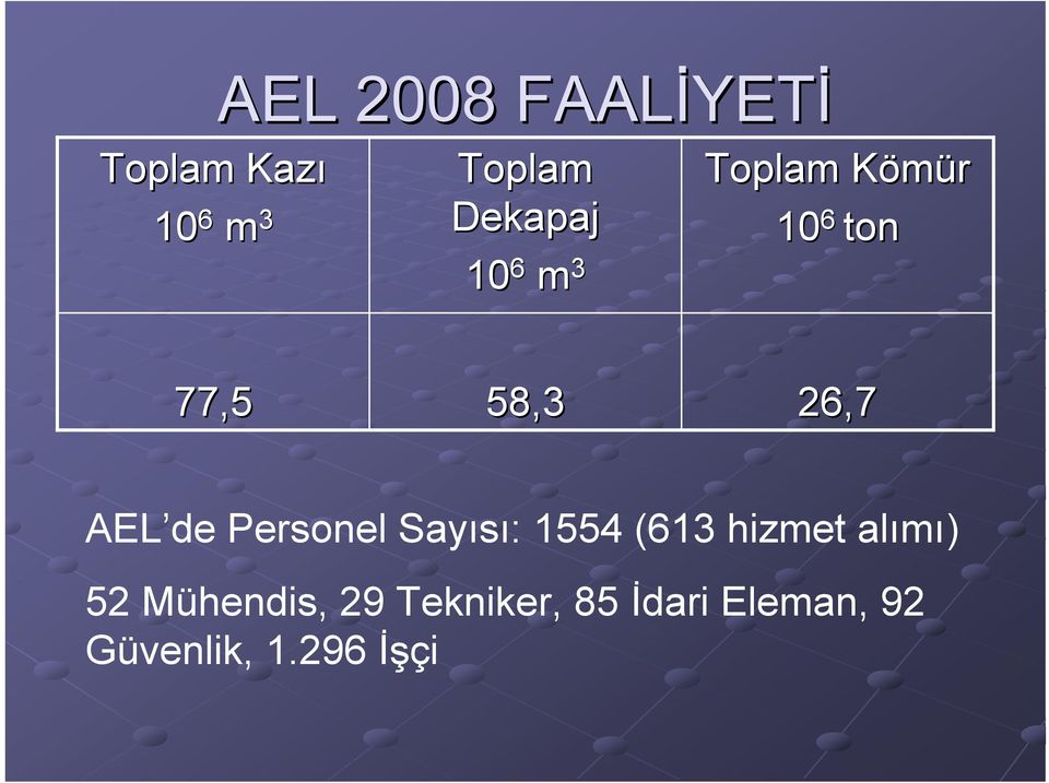 AEL de Personel Sayısı: 1554 (613 hizmet alımı) 52