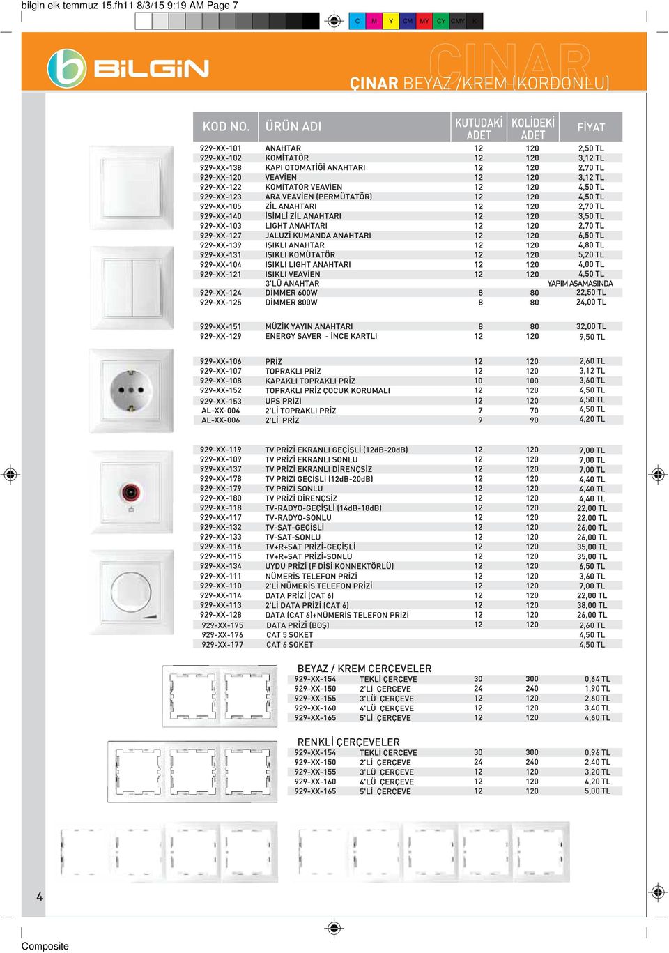 TL 3,60 TL 4,20 TL 929-XX-175 929-XX-176 929-XX-177 DATA PR Z (BOfi) CAT 5 SOKET