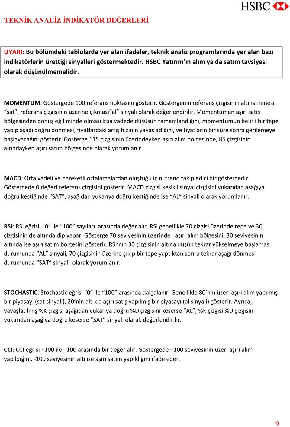 Göstergenin referans çizgisinin altına inmesi sat, referans çizgisinin üzerine çıkması al sinyali olarak değerlendirilir.