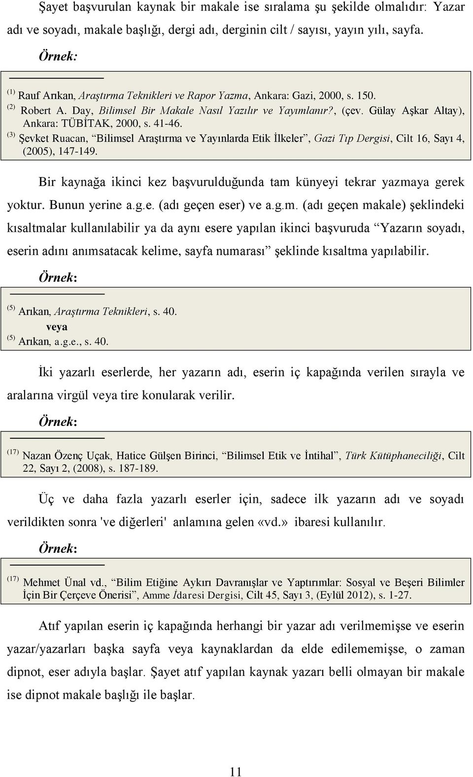 Gülay Aşkar Altay), Ankara: TÜBİTAK, 2000, s. 41-46. (3) Şevket Ruacan, Bilimsel Araştırma ve Yayınlarda Etik İlkeler, Gazi Tıp Dergisi, Cilt 16, Sayı 4, (2005), 147-149.