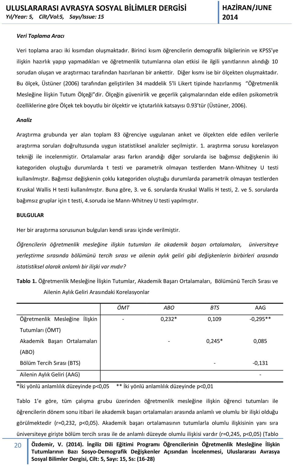 araştırmacı tarafından hazırlanan bir ankettir. Diğer kısmı ise bir ölçekten oluşmaktadır.