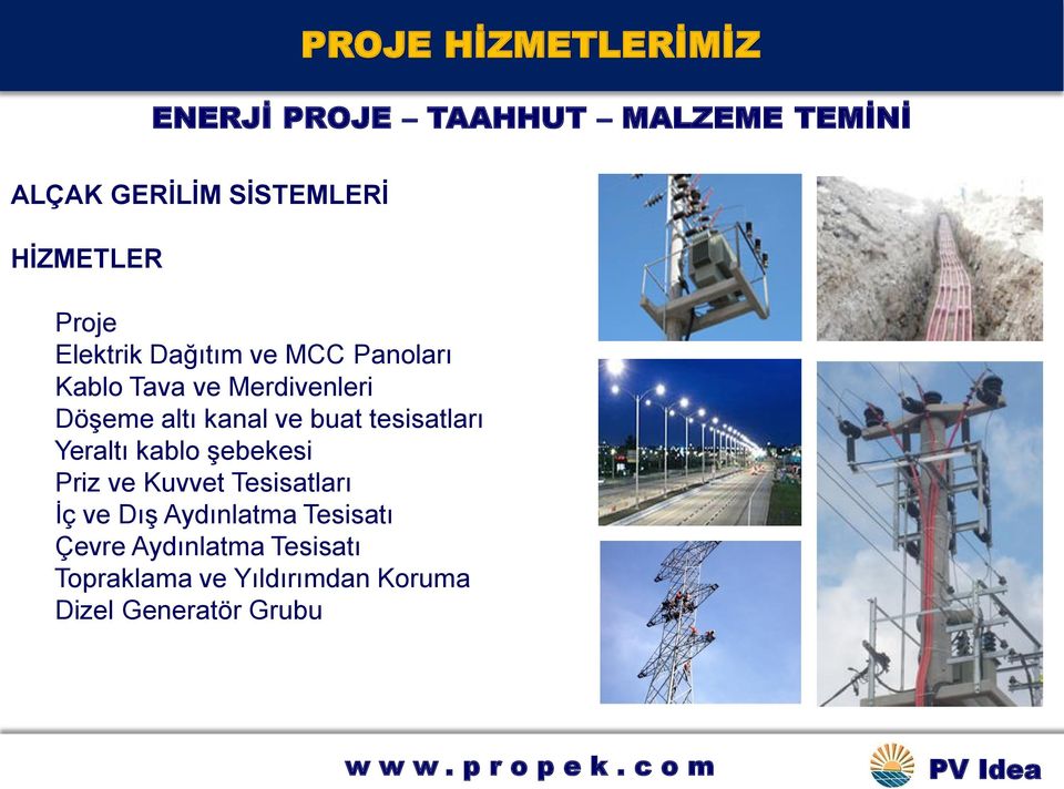 buat tesisatları Yeraltı kablo şebekesi Priz ve Kuvvet Tesisatları İç ve Dış