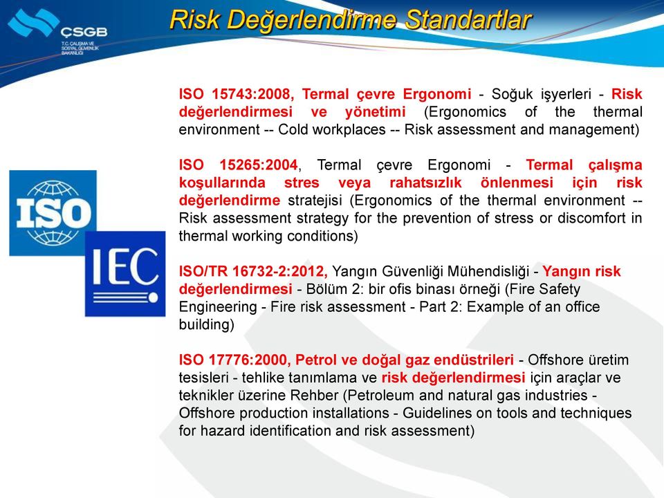 prevention of stress or discomfort in thermal working conditions) ISO/TR 16732-2:2012, Yangın Güvenliği Mühendisliği - Yangın risk değerlendirmesi - Bölüm 2: bir ofis binası örneği (Fire Safety