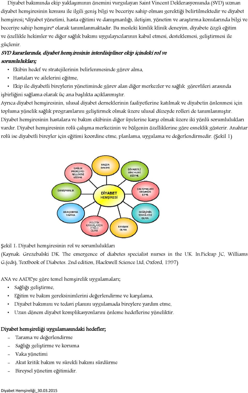 Bu mesleki kimlik klinik deneyim, diyabete özgü eğitim ve özellikle hekimler ve diğer sağlık bakımı uygulayıcılarının kabul etmesi, desteklemesi, geliştirmesi ile güçlenir.