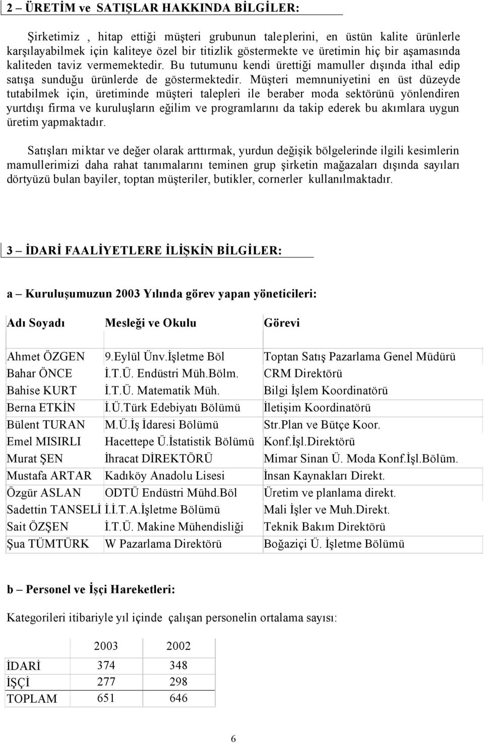 Müşteri memnuniyetini en üst düzeyde tutabilmek için, üretiminde müşteri talepleri ile beraber moda sektörünü yönlendiren yurtdışı firma ve kuruluşların eğilim ve programlarını da takip ederek bu