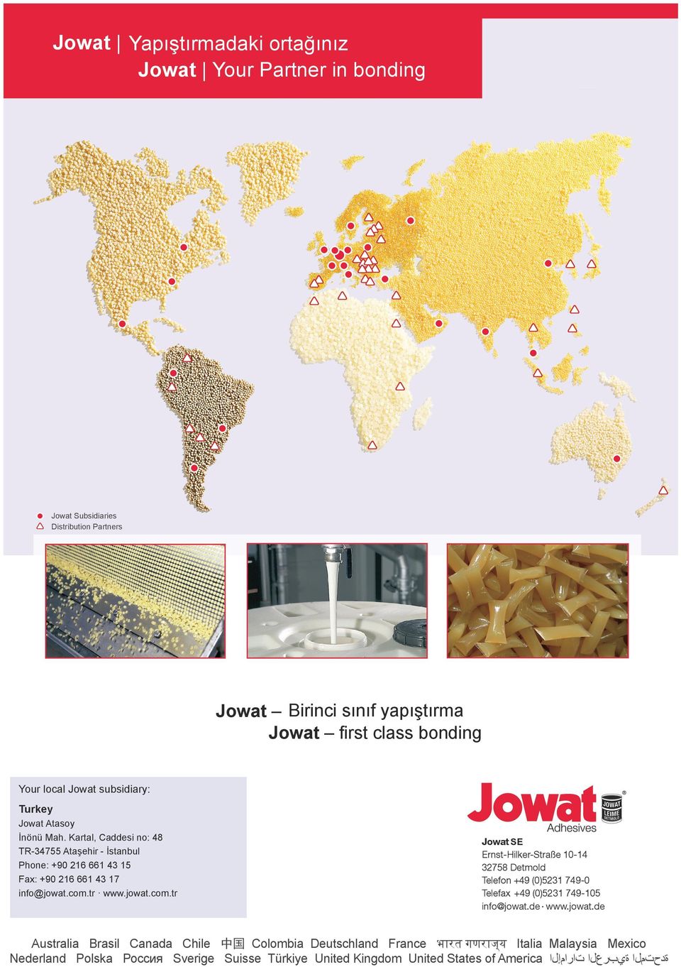 Jowat-Toptherm - Polyolefin basierende Schmelzklebstoffe für Kante und Ummantelung für hohe Prozesssicherheit mit besten Verarbeitungseigenschaften preisstabil und lieferbar mit ausgezeichneter Adhä-