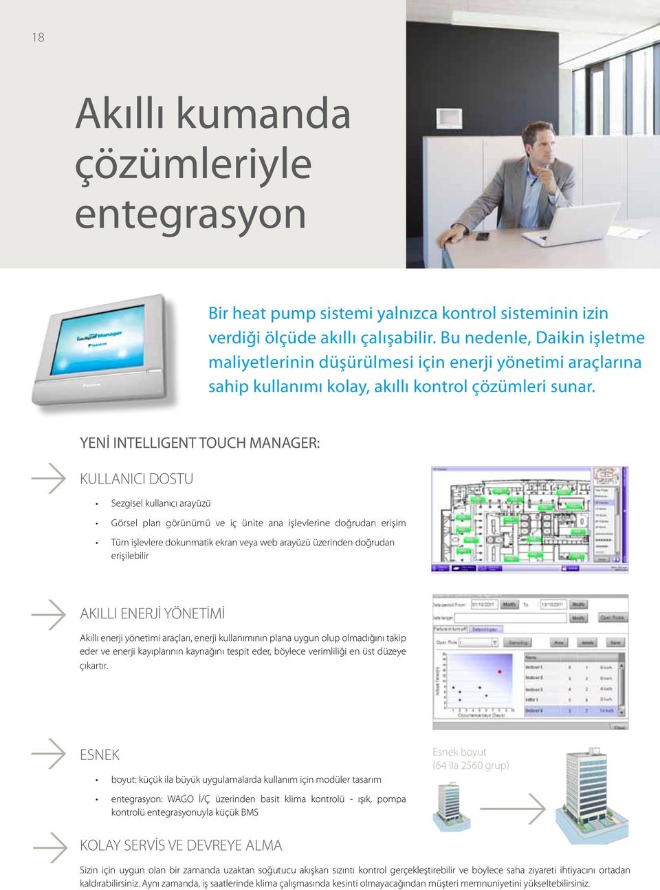 YENİ INTELLIGENT TOUCH MANAGER: KULLANICI DOSTU Sezgisel kullanıcı arayüzü Görsel plan görünümü ve iç ünite ana işlevlerine doğrudan erişim Tüm işlevlere dokunmatik ekran veya web arayüzü üzerinden