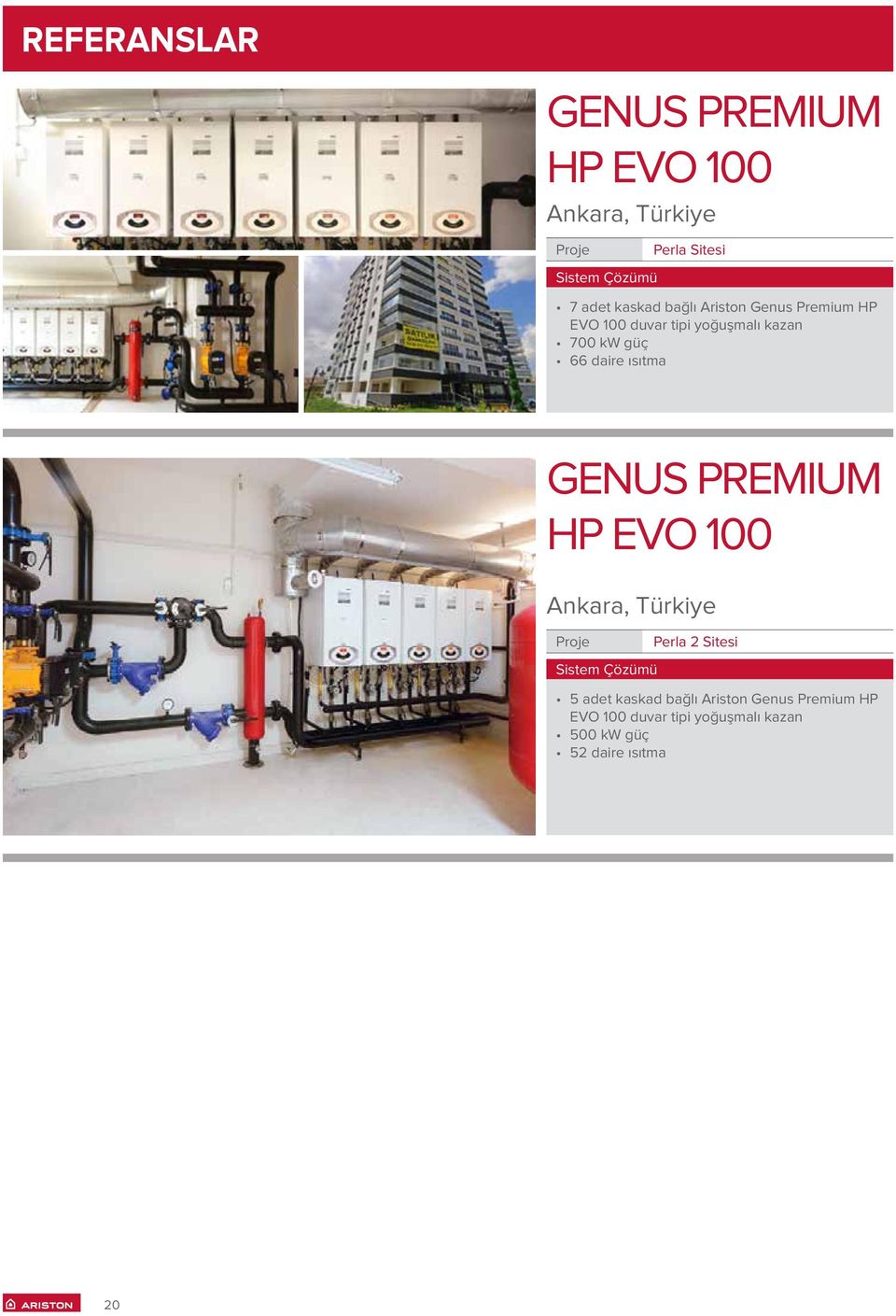 ısıtma GENUS PREMIUM HP EVO 00 Ankara, Türkiye Proje Perla 2 Sitesi Sistem Çözümü 5 adet