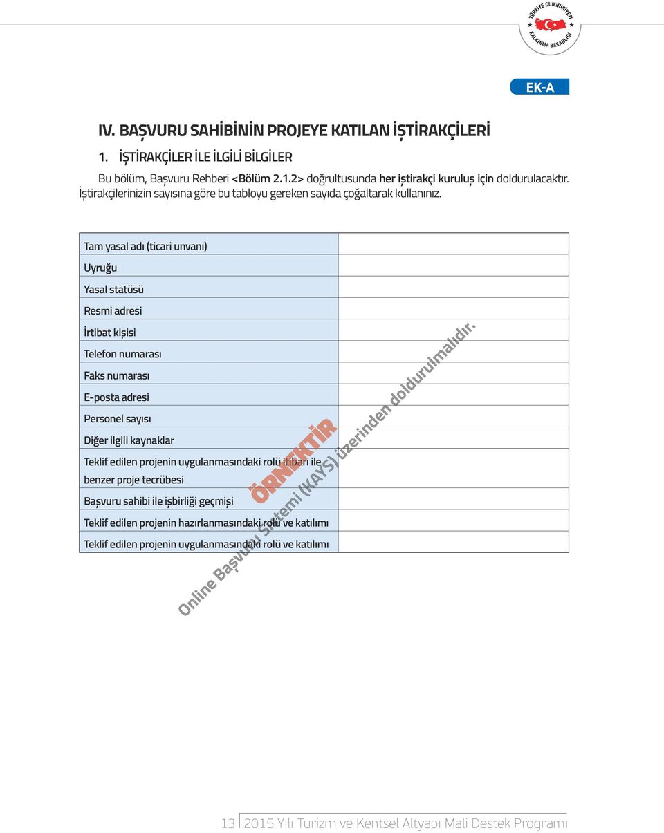 Tam yasal adı (ticari unvanı) Uyruğu Yasal statüsü Resmi adresi İrtibat kişisi Telefon numarası Faks numarası E-posta adresi Personel sayısı Diğer ilgili kaynaklar Teklif edilen