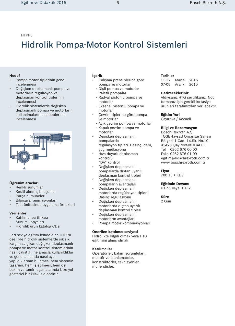 Test ünitesinde uygulama örnekleri Sunum kopyaları Hidrolik ürün katalog CDsi İleri seviye eğitim içinde olan HTPPu özellikle hidrolik sistemlerde sık sık karşımıza çıkan değişken deplasmanlı pompa