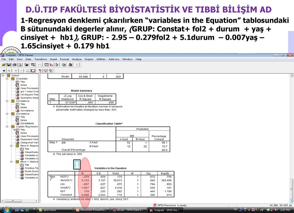 (GRUP: Constat+ fol2 + durum + yaģ + cinsiyet + hb1),