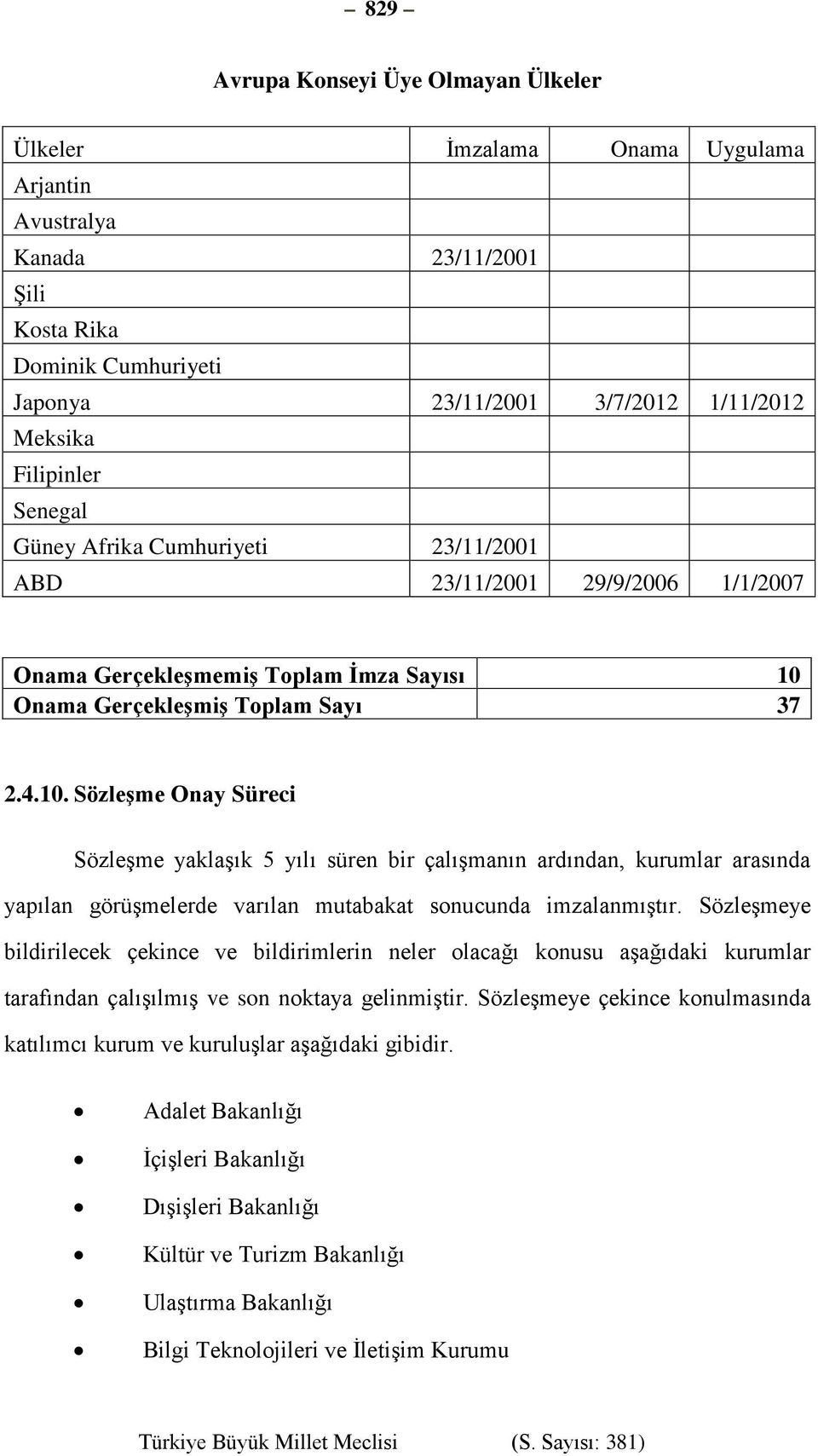 Onama Gerçekleşmiş Toplam Sayı 37 2.4.10. Sözleşme Onay Süreci Sözleşme yaklaşık 5 yılı süren bir çalışmanın ardından, kurumlar arasında yapılan görüşmelerde varılan mutabakat sonucunda imzalanmıştır.