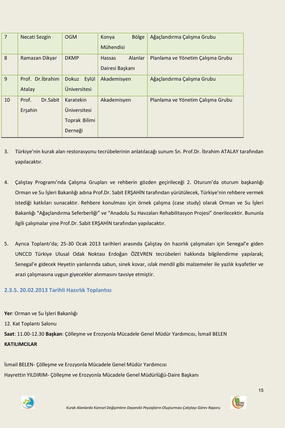 Sabit Karatekin Akademisyen Erşahin Üniversitesi Toprak Bilimi Derneği Ağaçlandırma Çalışma Grubu Planlama ve Yönetim Çalışma Grubu Ağaçlandırma Çalışma Grubu Planlama ve Yönetim Çalışma Grubu 3.