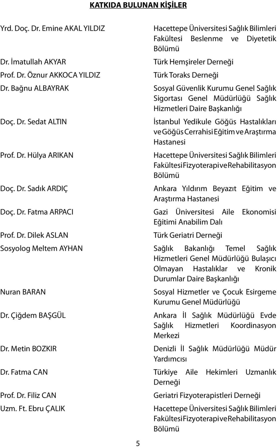 Sedat ALTIN İstanbul Yedikule Göğüs Hastalıkları ve Göğüs Cerrahisi Eğitim ve Araştırma Hastanesi Prof. Dr.