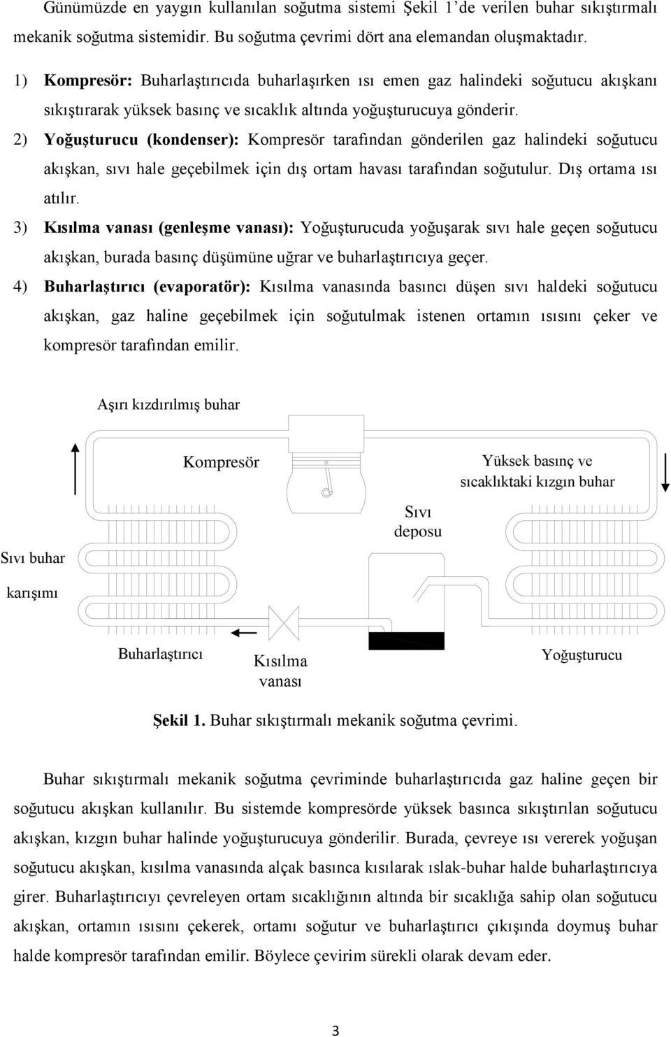 2) Yoğuşturucu (kondenser): Kompresör tarafından gönderilen gaz halindeki soğutucu akışkan, sıvı hale geçebilmek için dış ortam havası tarafından soğutulur. Dış ortama ısı atılır.