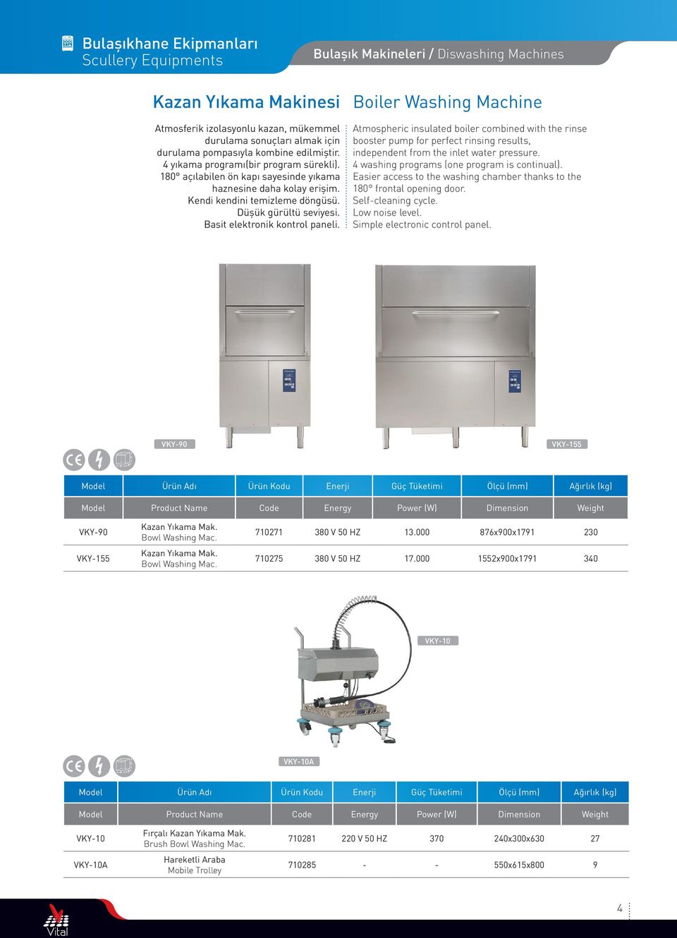 Basit elektronik kontrol paneli. Boiler Washing Machine Atmospheric insulated boiler combined with the rinse booster pump for perfect rinsing results, independent from the inlet water pressure.