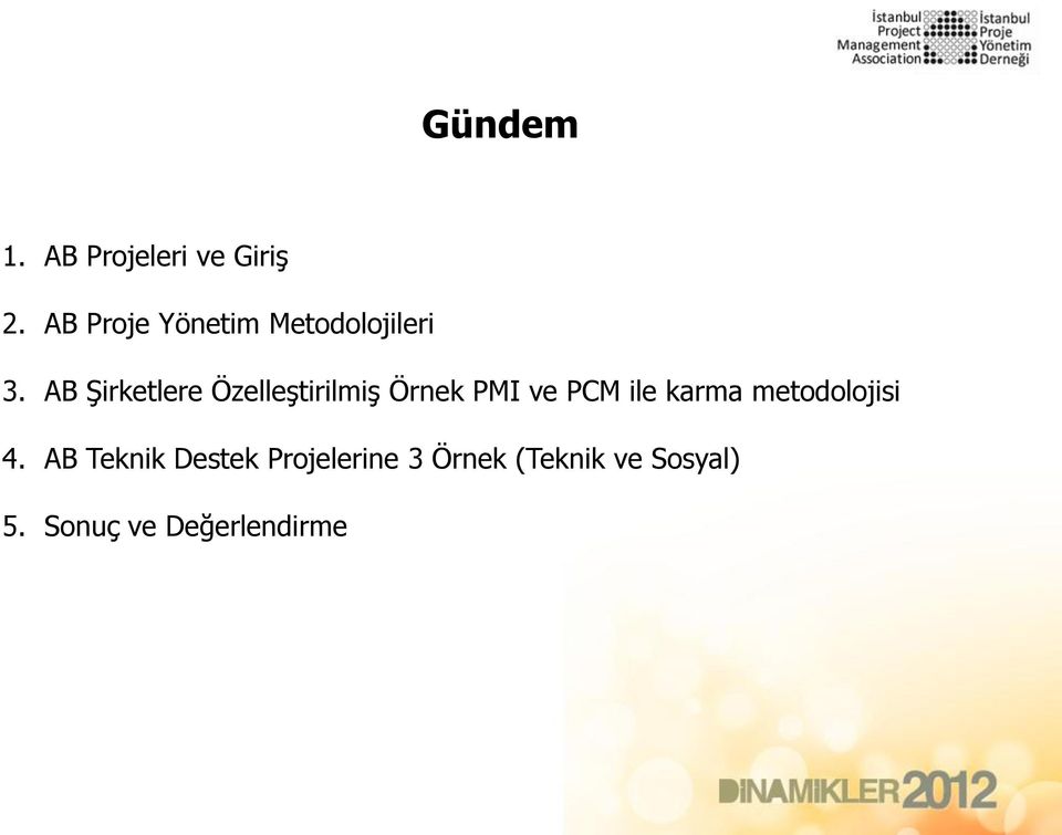 AB Şirketlere Özelleştirilmiş Örnek PMI ve PCM ile