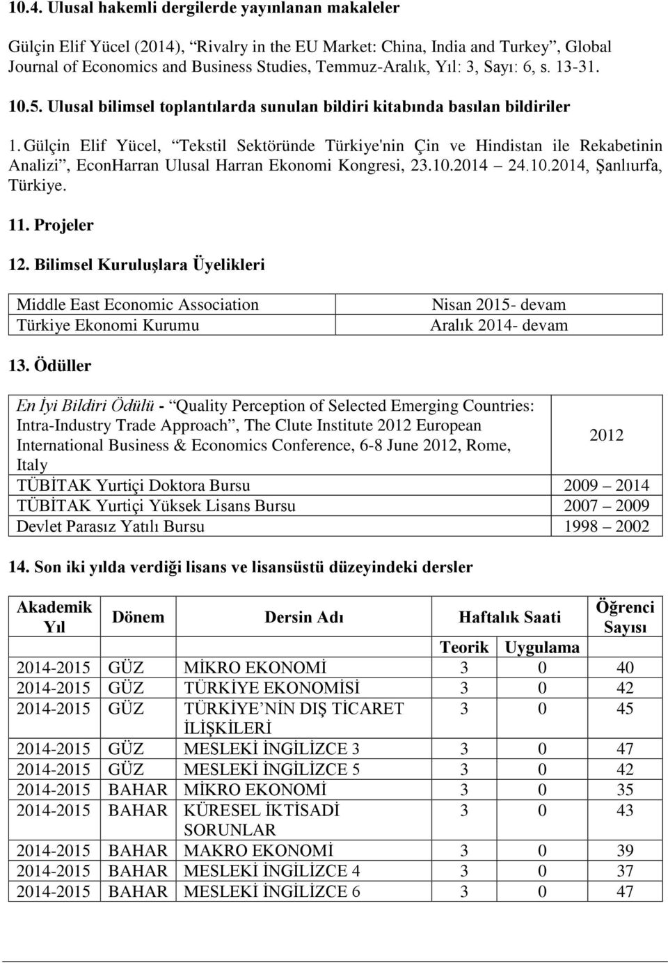 Gülçin Elif Yücel, Tekstil Sektöründe Türkiye'nin Çin ve Hindistan ile Rekabetinin Analizi, EconHarran Ulusal Harran Ekonomi Kongresi, 23.10.2014 24.10.2014, Şanlıurfa, Türkiye. 11. Projeler 12.