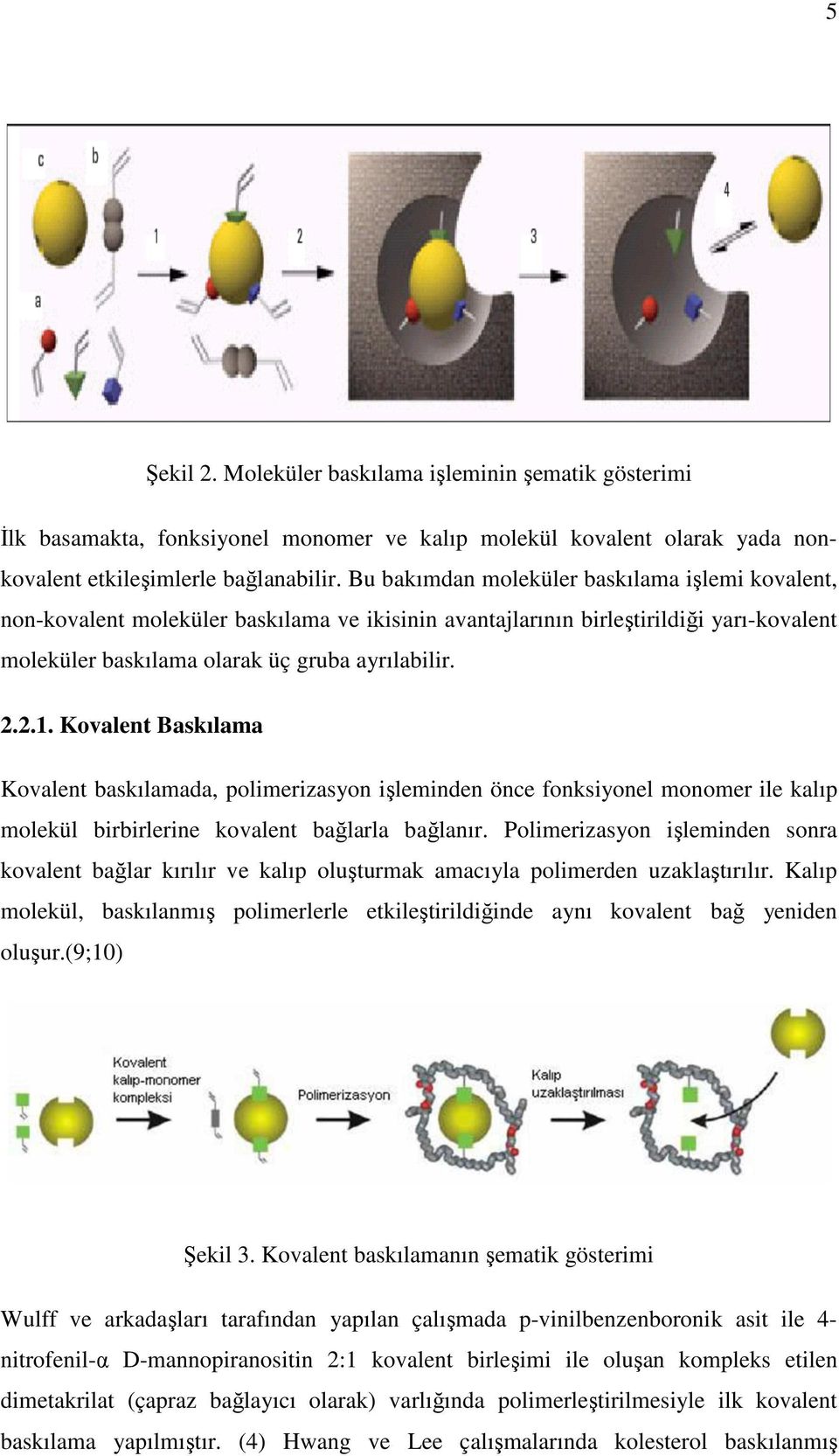 Kovalent Baskılama Kovalent baskılamada, polimerizasyon işleminden önce fonksiyonel monomer ile kalıp molekül birbirlerine kovalent bağlarla bağlanır.