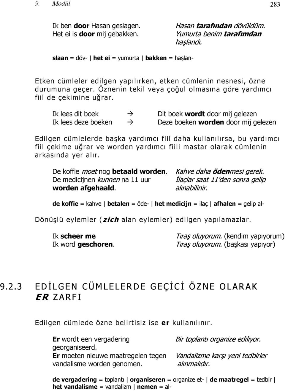 Ik lees dit boek Dit boek wordt door mij gelezen Ik lees deze boeken Deze boeken worden door mij gelezen Edilgen cümlelerde başka yardımcı fiil daha kullanılırsa, bu yardımcı fiil çekime uğrar ve