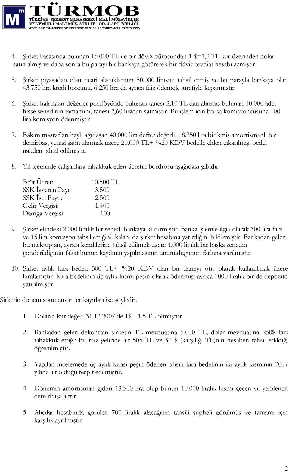 0 lira da ayrıca faiz ödemek suretiyle kapatmıştır. 6. Şirket hali hazır değerler portföyünde bulunan tanesi,0 TL dan alınmış bulunan 0.000 adet hisse senedinin tamamını, tanesi,60 liradan satmıştır.