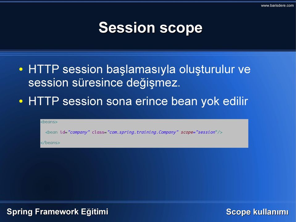 HTTP session sona erince bean yok edilir <beans>