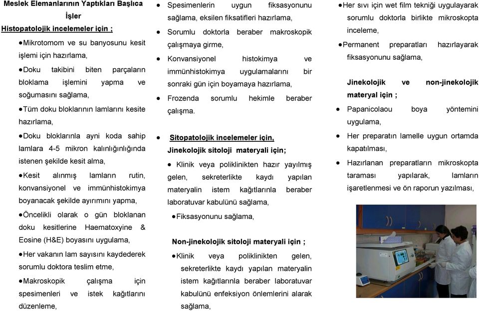 Konvansiyonel histokimya ve immünhistokimya uygulamalarını bir sonraki gün için boyamaya hazırlama, Frozenda sorumlu hekimle beraber çalışma.