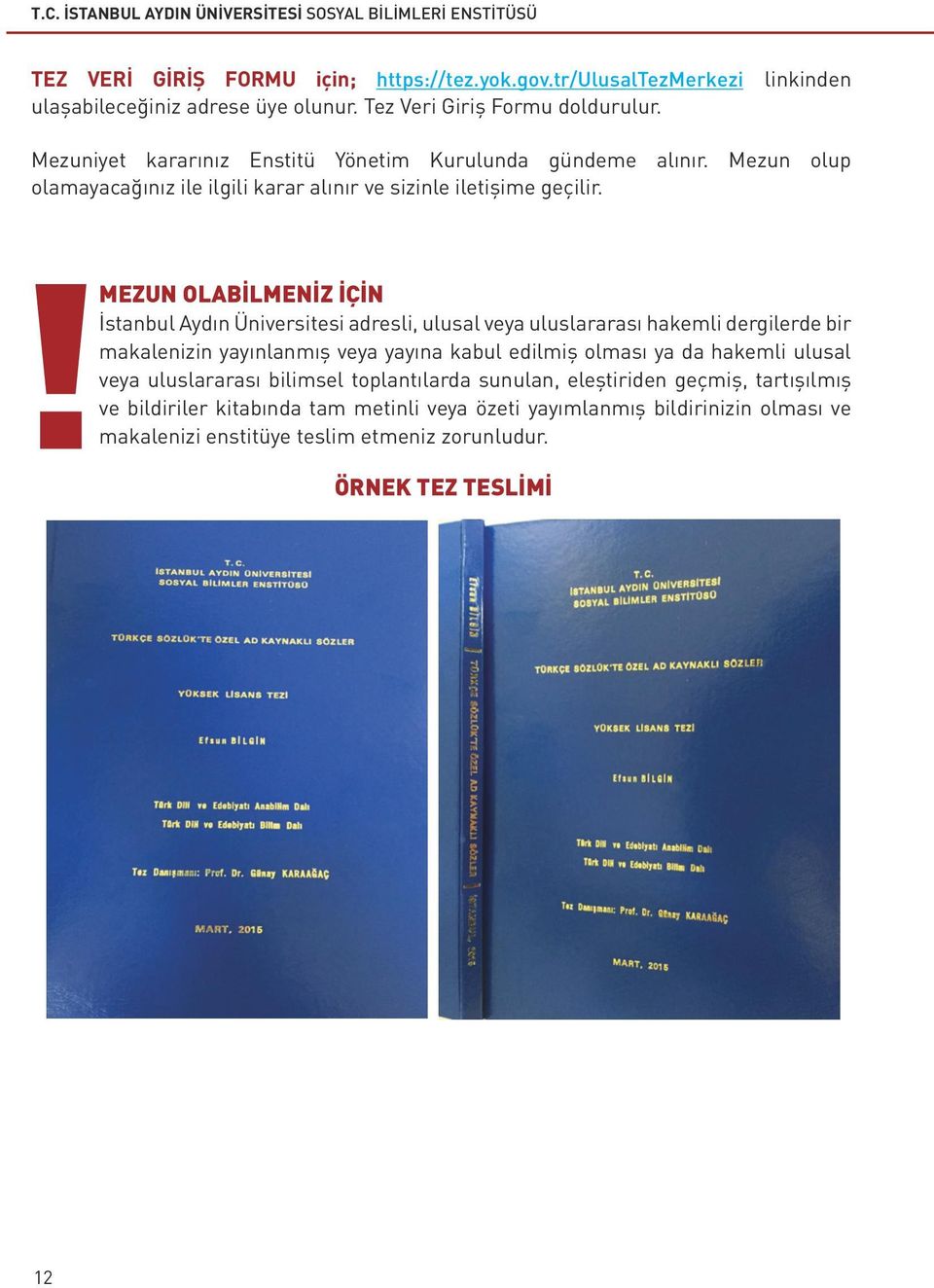 MEZUN OLABİLMENİZ İÇİN İstanbul Aydın Üniversitesi adresli, ulusal veya uluslararası hakemli dergilerde bir makalenizin yayınlanmış veya yayına kabul edilmiş olması ya da hakemli ulusal veya