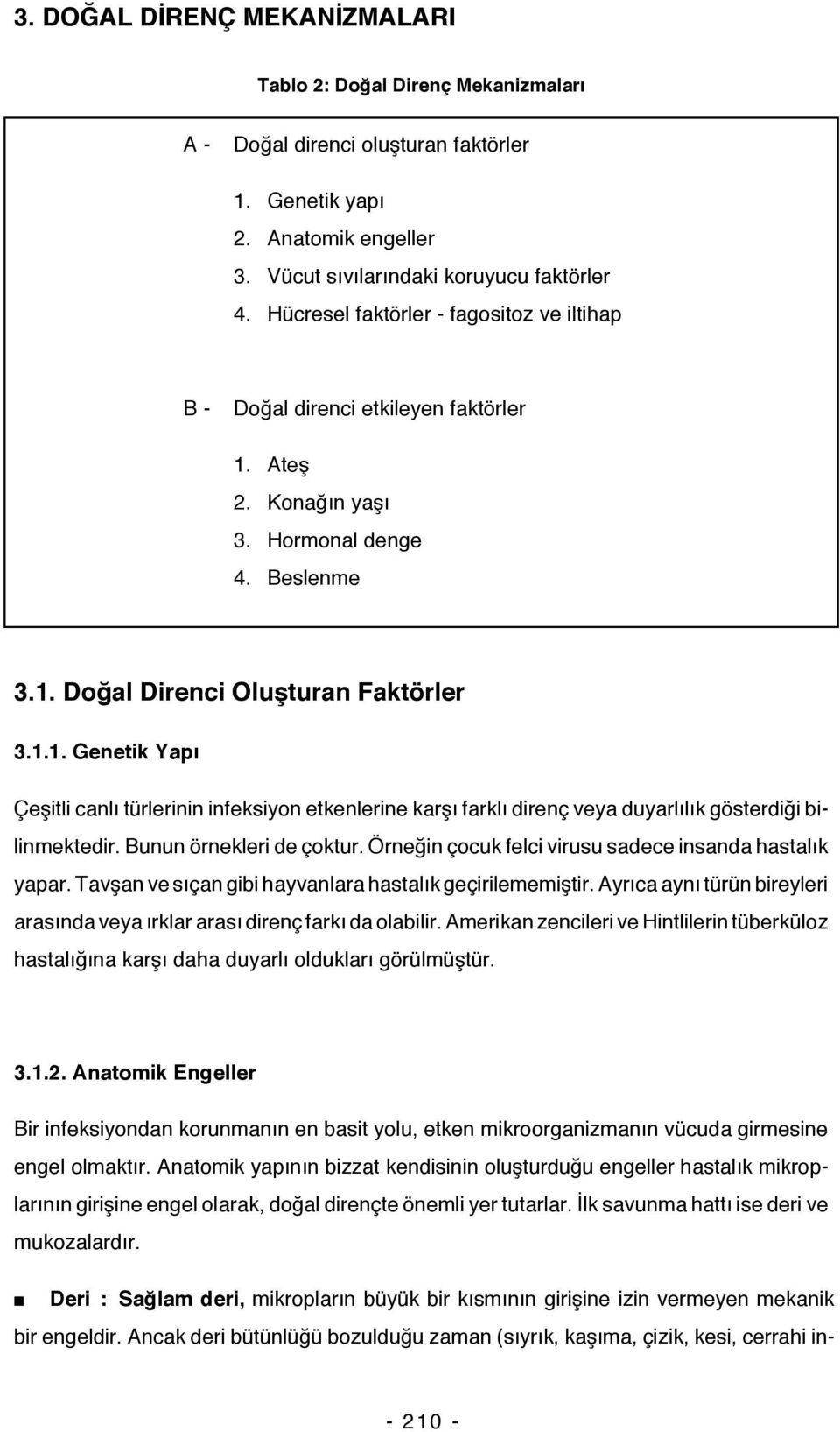 Ateş 2. Konağın yaşı 3. Hormonal denge 4. Beslenme 3.1. Doğal Direnci Oluşturan Faktörler 3.1.1. Genetik Yapı Çeşitli canlı türlerinin infeksiyon etkenlerine karşı farklı direnç veya duyarlılık gösterdiği bilinmektedir.