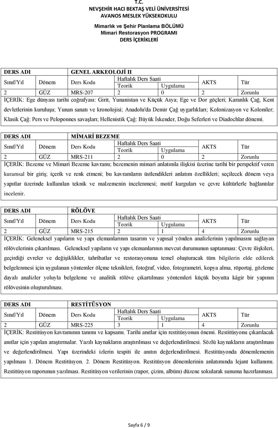 MİMARİ BEZEME 2 GÜZ MRS-211 2 0 2 Zorunlu İÇERİK: Bezeme ve Mimari Bezeme kavramı; bezemenin mimari anlatımla ilişkisi üzerine tarihi bir perspektif veren kuramsal bir giriş; içerik ve renk etmeni;