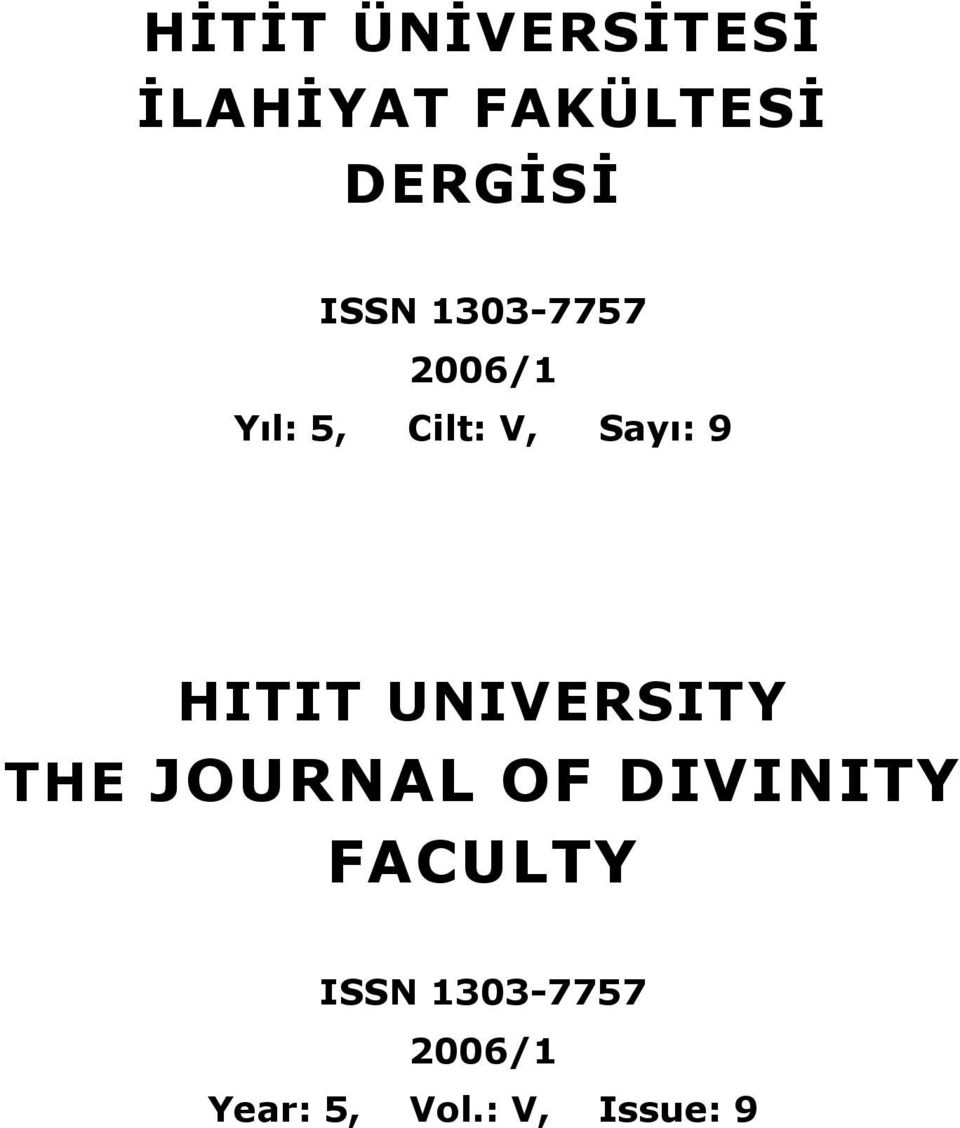 HITIT UNIVERSITY THE JOURNAL OF