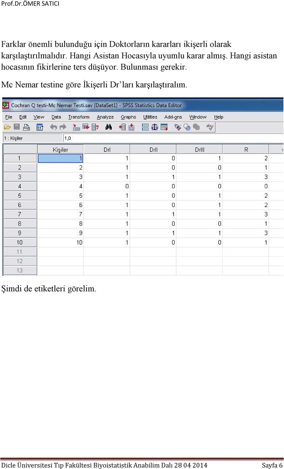 Bulunması gerekir. Mc Nemar testine göre İkişerli Dr ları karşılaştıralım.