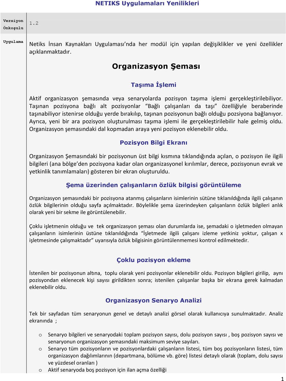 Taşınan pzisyna bağlı alt pzisynlar Bağlı çalışanları da taşı özelliğiyle beraberinde taşınabiliyr istenirse lduğu yerde bırakılıp, taşınan pzisynun bağlı lduğu pzsiyna bağlanıyr.