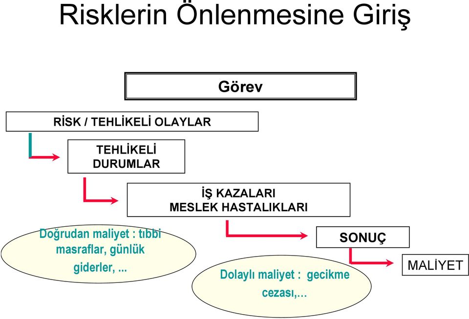 HASTALIKLARI Doğrudan maliyet : tıbbi masraflar,