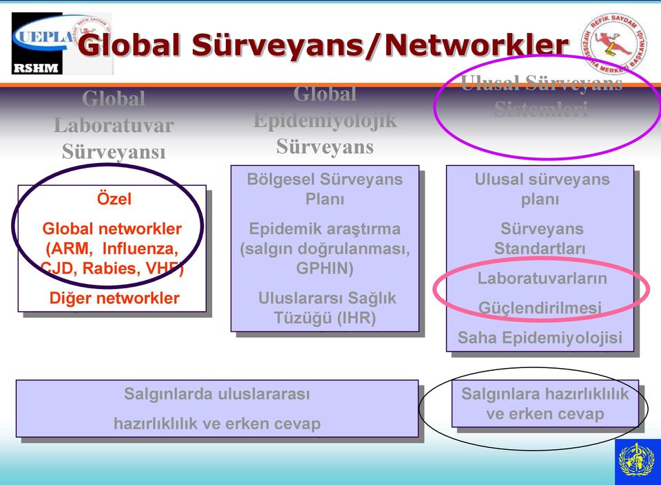 Uluslararsı Sağlık Tüzüğü (IHR) Ulusal Sürveyans Sistemleri Ulusal sürveyans planı Sürveyans Standartları Laboratuvarların