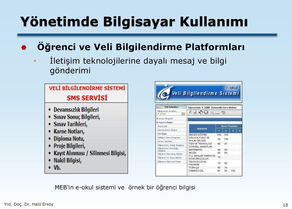 dayalı mesaj ve bilgi gönderimi MEB'in e-okul