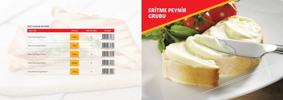 Taze Kaşar Peyniri 700 g Ekici Taze Kaşar Peyniri 1000 g
