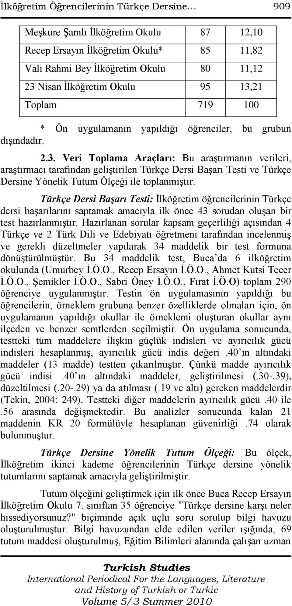 Türkçe Dersi Başarı Testi: Ġlköğretim öğrencilerinin Türkçe dersi baģarılarını saptamak amacıyla ilk önce 43 sorudan oluģan bir test hazırlanmıģtır.