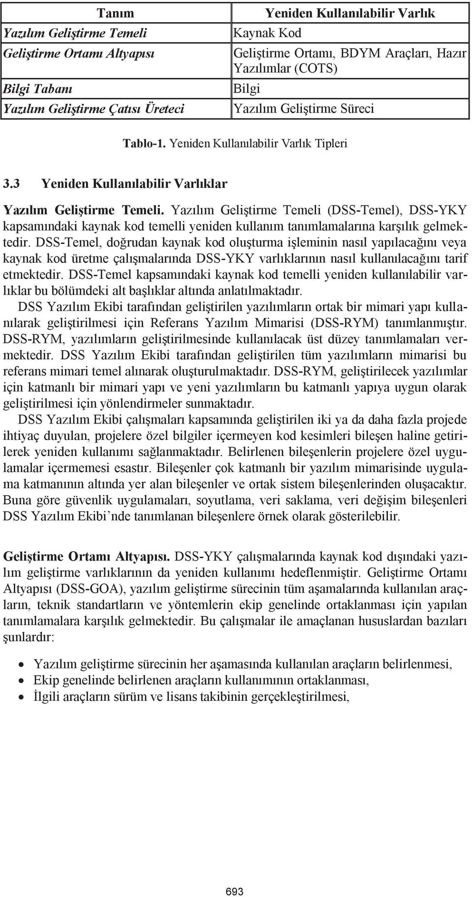 Yazılım Geliştirme Temeli (DSS-Temel), DSS-YKY kapsamındaki kaynak kod temelli yeniden kullanım tanımlamalarına karşılık gelmektedir.