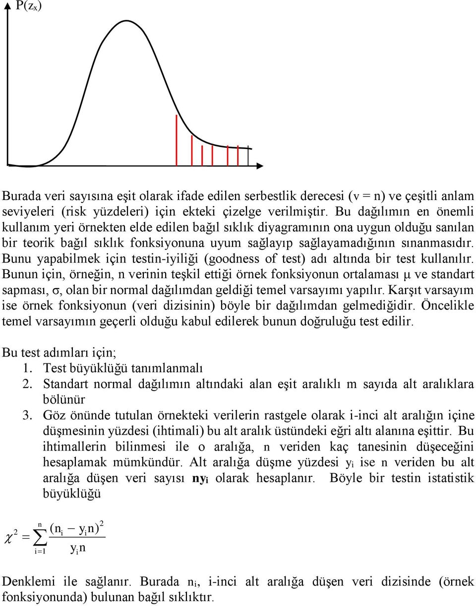 Buu yapalmek ç test-ylğ (goodess of test) adı altıda r test kullaılır. Buu ç, öreğ, ver teşkl ettğ örek foksyou ortalaması μ ve stadart sapması, σ, ola r ormal dağılımda geldğ temel varsayımı yapılır.