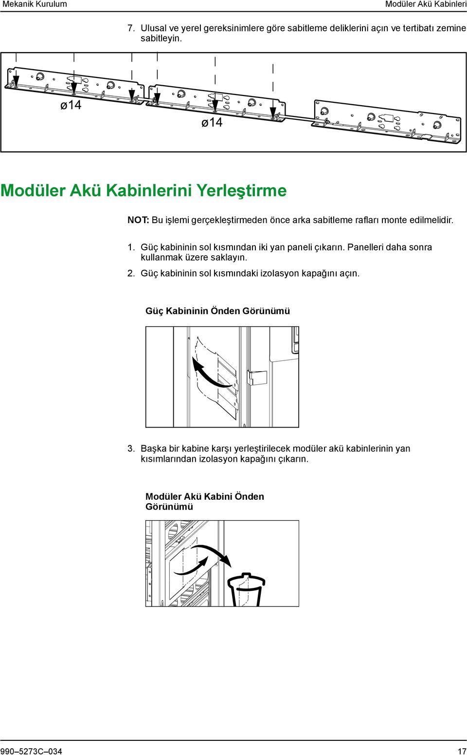 Güç kabininin sol kısmından iki yan paneli çıkarın. Panelleri daha sonra kullanmak üzere saklayın. 2.