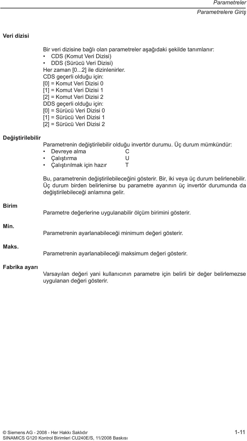 CDS geçerli olduğu için: [0] = Komut Veri Dizisi 0 [1] = Komut Veri Dizisi 1 [2] = Komut Veri Dizisi 2 DDS geçerli olduğu için: [0] = Sürücü Veri Dizisi 0 [1] = Sürücü Veri Dizisi 1 [2] = Sürücü Veri